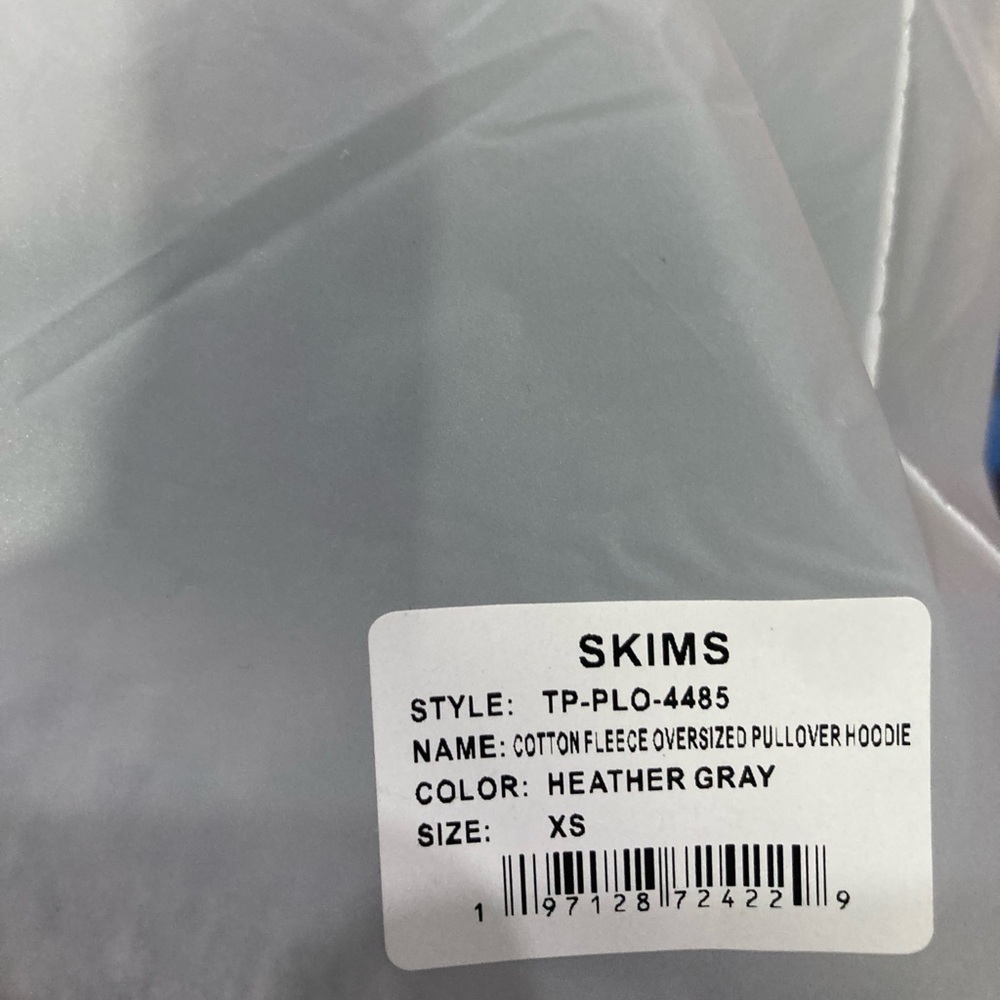 NEW! SKIMS Oversized Cotton Fleece Pullover Hoodie Heather Gray Sz XSmall, Small - Picture 6 of 9